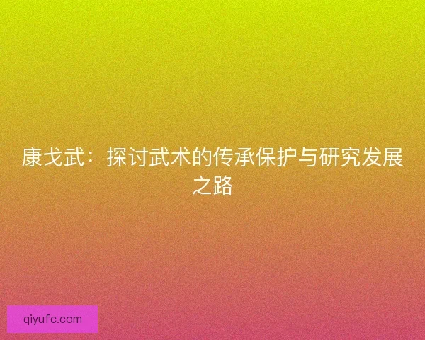 康戈武：探讨武术的传承保护与研究发展之路